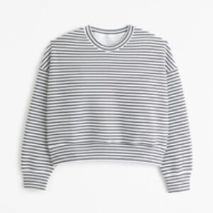 Abercrombie & Fitch Black & White Striped Cropped Long Sleeve Sweatshirt NWT